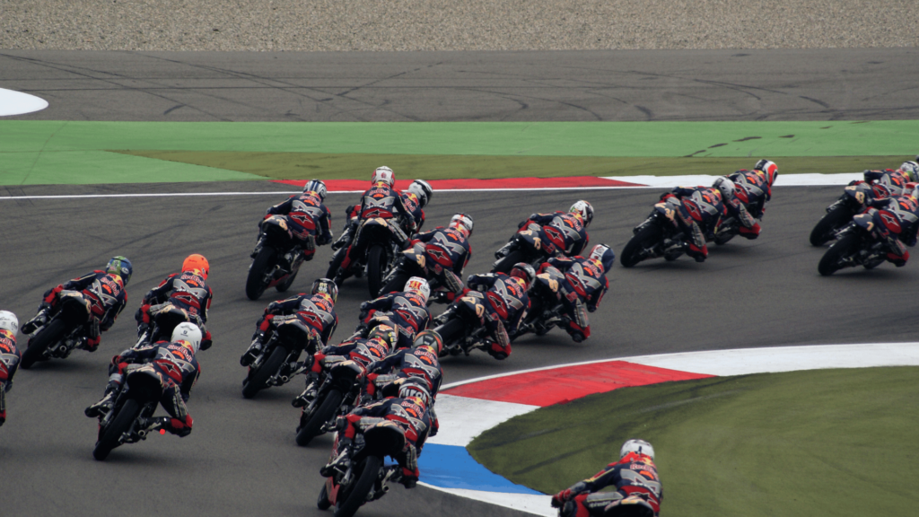 red bull rookies cup riders on race track
