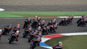 red bull rookies cup riders on race track